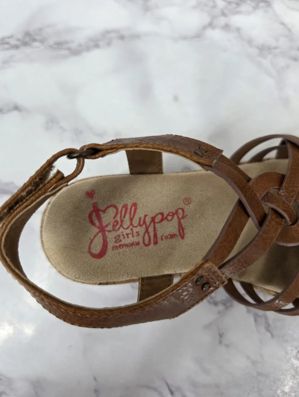 Jellypop Brown Faux Cork Wedge Sandals Toddler Girls Size 10